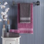 4 lü Kadın Erkek Banyo Havlusu Takımı Oscar Mürdüm Antasit