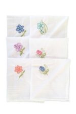 Hediyelik İşlemeli Bayan Mendili 6 lı Paket 28x28 cm 100 Pamuk - Görsel 5