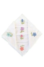 Hediyelik İşlemeli Bayan Mendili 6 lı Paket 28x28 cm 100 Pamuk - Görsel 2