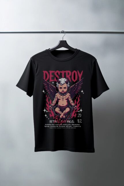 Oversize 24/1 Penye DTF Baskılı T-Shirt - DTF106