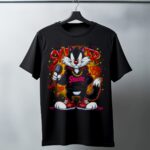 Sylvester Graffiti Baskılı Siyah Oversize T-Shirt - 24/1 Penye