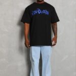 Erkek Baskılı T-Shirt Kısa Kol Bisiklet Yaka Regular Fit Tişört - Siyah