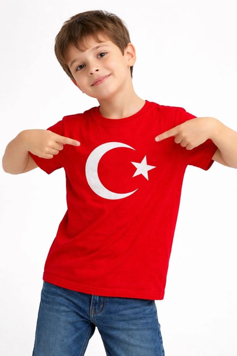 vlmrtr-10244_69c5366756cac-48095989-sw853sh1280-b4lrrzf5.jpg Erkek Çocuk Tişört Bisiklet Yaka Ay Yıldız Bayrak Baskılı T-Shirt - Kırmızı - Görsel 1