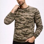 Kamuflaj Desenli 2 İplik 4 Mevsim Bisiklet Yaka Sweatshirt - Kamuflaj
