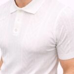 Erkek Yazlık Triko Tişört Kısa Kol Polo Yaka Düğmeli T-Shirt - Beyaz