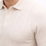 Triko T-Shirt Polo Yaka Düğmeli T-Shirt - Krem