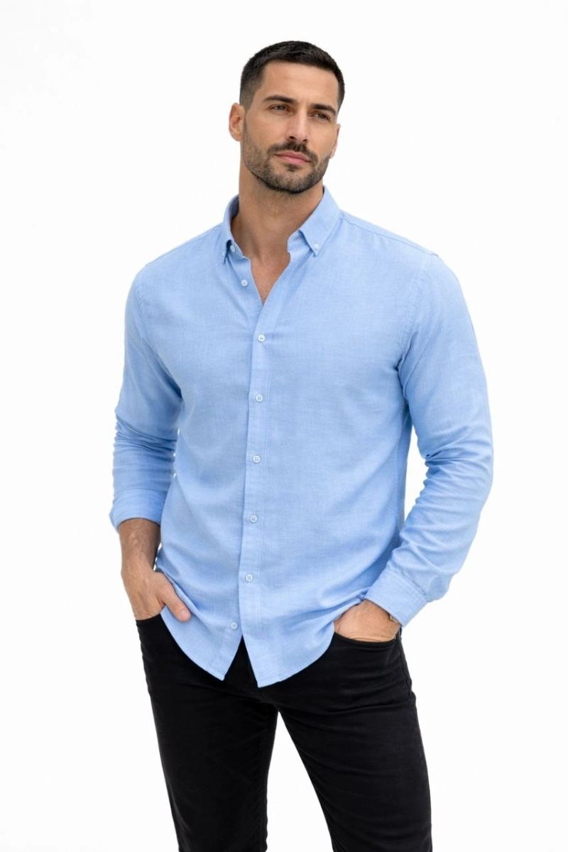 vlmrtr-10337_69cb8daacc1a1-1368924-sw853sh1280-2o4bes3e.jpg Erkek KETEN Kumaş Oversize Uzun Kollu Rahat Kalıp Gömlek - Açık Mavi - Görsel 1