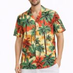 Hawaii Tarz Tropikal Palmiye Desenli Gömlek - Desenli