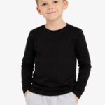 Erkek Çocuk Basic Uzun Kollu Tişört Okul Günlük Rahat T-Shirt - Siyah
