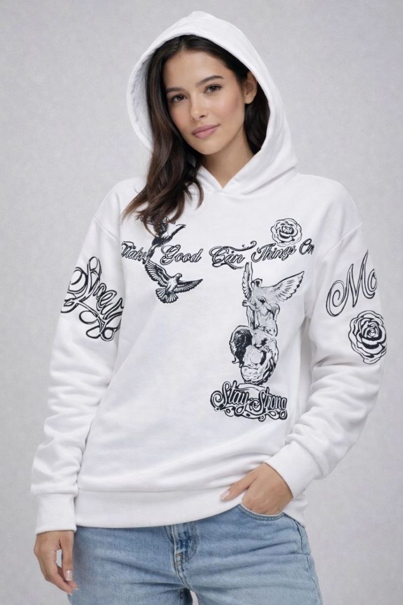 vlmrtr-10440_69d28ea2e7890-36492740-sw853sh1280-2vqjlmt0.jpg Kadın 3 İplik Pamuklu Kapüşonlu Baskılı SweatShirt hoodie - Beyaz - Görsel 1