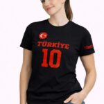 TÜRKİYE Ay Yıldız Baskılı 10 Numara Forma T-Shirt Taraftar T-Shirt - Siyah