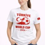 Kadın Türkiye World Cup 2026 Baskılı Tişört Futbol Temalı Forma T-Shirt - Beyaz