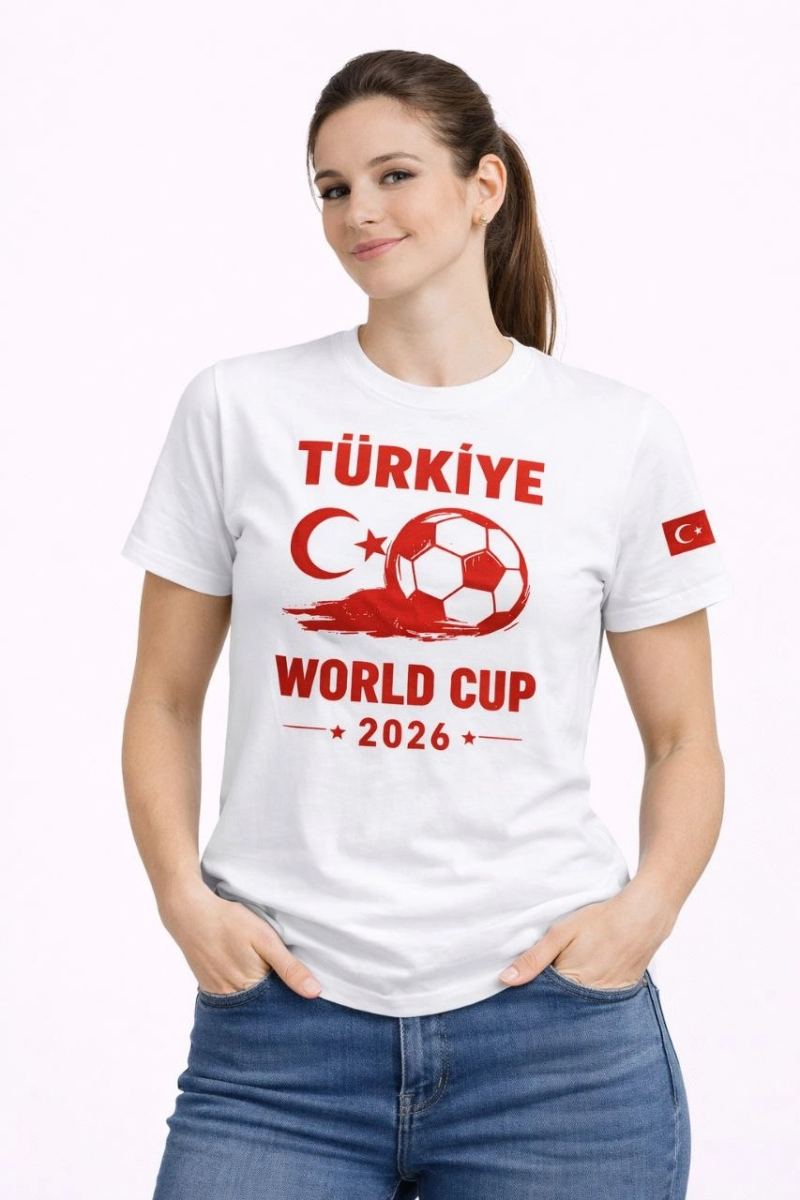 vlmrtr-10455_69d2a128c9f1b-59763061-sw853sh1280-33yo3etd.jpg Kadın Türkiye World Cup 2026 Baskılı Tişört Futbol Temalı Forma T-Shirt - Beyaz - Görsel 1