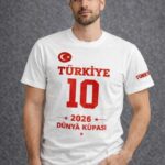TÜRKİYE Baskılı T-Shirt 2026 Dünya Kupası Taraftar Forma T-Shirt - Beyaz