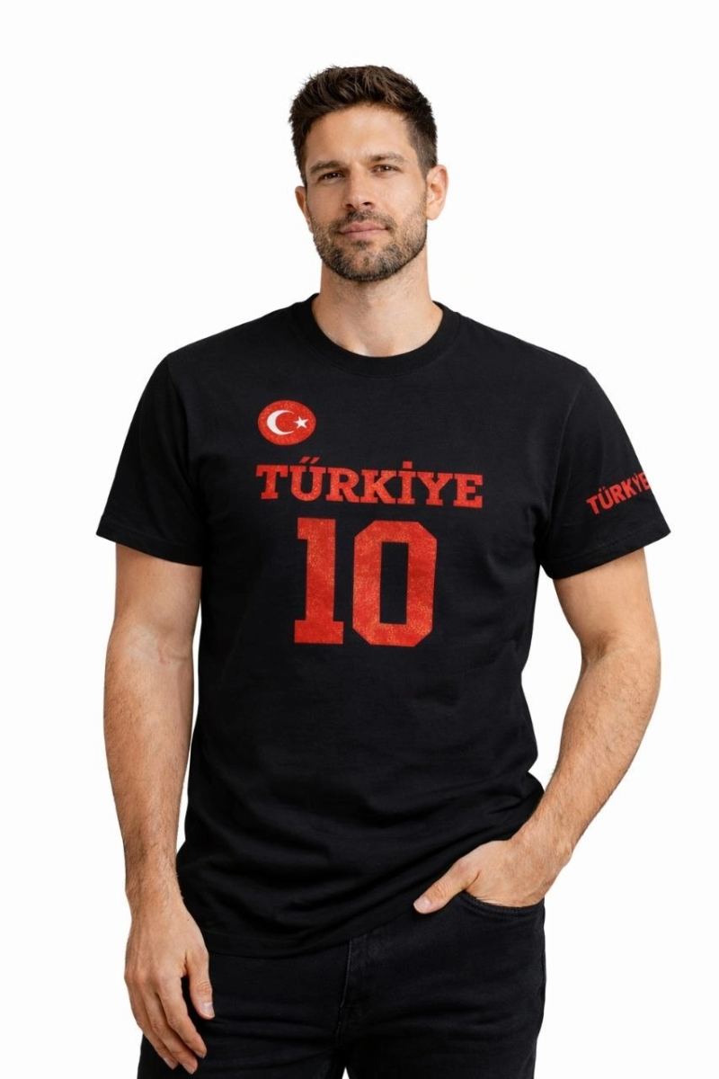 vlmrtr-10480_69d3e41f73eb0-98663140-sw853sh1280-wibazma9.jpg Erkek TÜRKİYE Ay Yıldız Baskılı 10 Numara Forma Tişört Taraftar T-Shirt - Siyah - Görsel 1