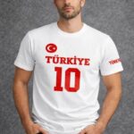 TÜRKİYE Ay Yıldız Baskılı 10 Numara Forma T-Shirt Taraftar T-Shirt - Beyaz