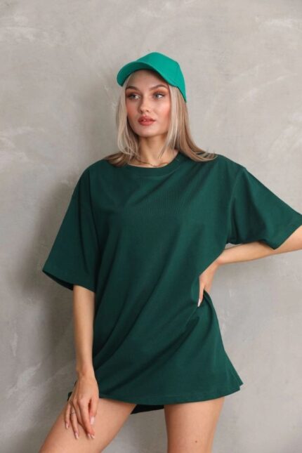 T-Shirt Bisiklet Yaka Basıc T-Shirt - Yeşil