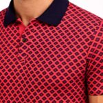 Erkek Pike Kumaş Polo Yaka Desenli Tişört Kısa Kol Yazlık T-Shirt - Kırmızı