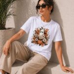 Kadın Balkabağı Hayalet Baskılı Tişört Kısa Kol Yazlık T-Shirt - Beyaz