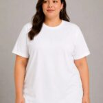 Kadın Battal Big Size Basic Tişört Bisiklet Yaka Rahat Kalıp T-Shirt - Beyaz