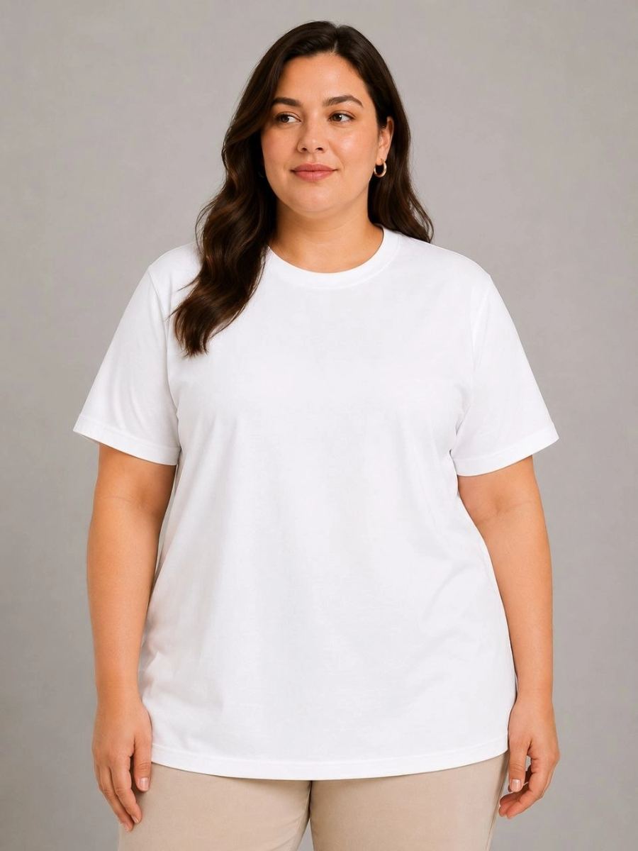 vlmrtr-10729_6a00c0a547674-19340160-sw960sh1280-3lau9lld.jpg Kadın Battal Big Size Basic Tişört Bisiklet Yaka Rahat Kalıp T-Shirt - Beyaz - Görsel 1