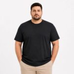 Erkek Battal Big Size Basic Tişört Bisiklet Yaka Rahat Kalıp T-Shirt - Siyah