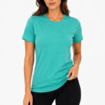 Kadın Basic Tişört Bisiklet Yaka Kısa Kol Günlük Yazlık Slim fit T-Shirt - Su Yeşili
