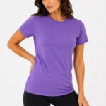 Kadın Basic Tişört Bisiklet Yaka Kısa Kol Günlük Yazlık Slim fit T-Shirt - Mor