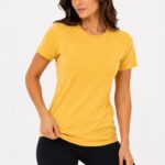 Kadın Basic Tişört Bisiklet Yaka Kısa Kol Günlük Yazlık Slim fit T-Shirt - Sarı