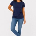 Kadın Basic Tişört Bisiklet Yaka Kısa Kol Günlük Yazlık Slim fit T-Shirt - Lacivert