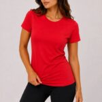 Kadın Basic Tişört Bisiklet Yaka Kısa Kol Günlük Yazlık Slim fit T-Shirt - Kırmızı