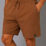 Erkek Dokuma Kumaş Cepli Bağcıklı Regular Fit Yazlık Şort - Kahverengi