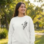 Günü Özel Bisiklet Yaka Baskılı Oversize Sweatshirt - Beyaz