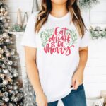 Yılbaşı Noel Baskılı Oversize Bisiklet Yaka T-shirt - Beyaz