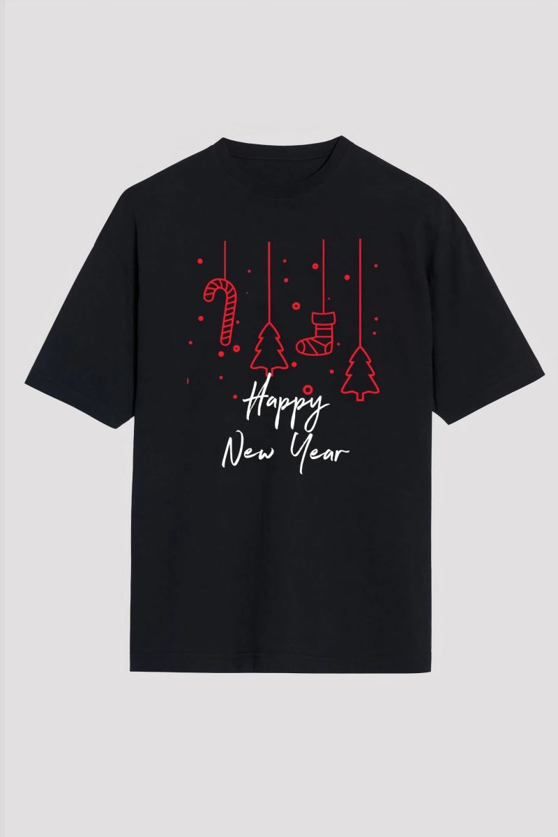 vlmrtr-10972_happy-new-year-baskili-t-shirt-siyah-90647234-sw2400sh3600-1q62qrg6.jpg Yılbaşı Happy New Year Baskılı Oversize Bisiklet Yaka T-shirt - Siyah - Görsel 1