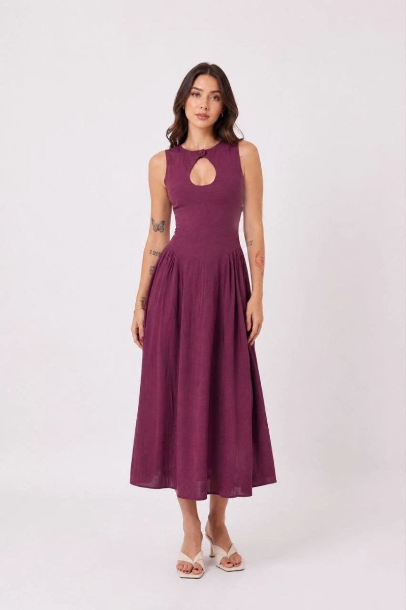 vlmrtr-11142_kadin-gabardin-kumas-kolsuz-damla-yaka-dugme-detayli-midi-elbise-murdum-1315214-sw852sh1280-1x17wis5-1.jpg Kadın Gabardin Kumaş Kolsuz Damla Yaka Düğme Detaylı Midi Elbise - Mürdüm - Görsel 1