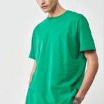 Erkek Düz Penye Tişört Bisiklet Yaka Kısa Kol Regular Fit T-Shirt - Yeşil