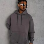 Erkek 3 İplik Pamuklu Kapüşonlu Kanguru Cepli Sweatshirt Hoodie - Gri