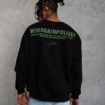 Bisiklet Yaka Baskılı 3 iplik pamuklu Sweatshirt - Siyah
