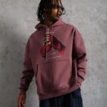 Kapüşonlu Cepli Box Eldiven Baskılı 3 İplik Sweatshirt Hoodie - Gül Kurusu