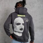 Baskılı Kapüşonlu 3 iplik pamuklu Hoodie Sweatshirt - Gri