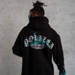 Erkek 3 İplik Pamuklu Alev Baskılı Kapüşonlu hoodie Sweatshirt - Siyah