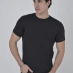 File Çepli T-Shirt Bisiklet Yaka Slimfit T-Shirt - Siyah