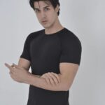 Omuz Fileli T-Shirt Bisiklet Yaka Slimfit T-Shirt - Siyah
