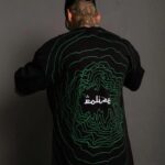 Erkek Kısa Kol Yazlık Tişört Bisiklet Yaka Baskılı Oversize T-Shirt - Siyah