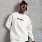 3 İplik Pamuklu Bisiklet Yaka Gangster Baskılı Sweatshirt - Beyaz
