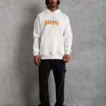 Erkek Baskılı Kapüşonlu 3 iplik pamuklu hoodie Sweatshirt - Beyaz