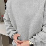 Erkek Düz Bisiklet Yaka 3 iplik pamuklu sweatshirt - Gri