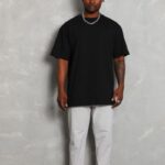 Erkek Düz Yazlık Kısa Kol Tişört Bisiklet Yaka Oversize T-Shirt - Siyah