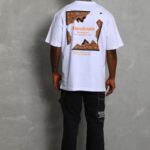 Erkek Baskılı Tişört Kısa Kol Bisiklet Yaka Oversize T-Shirt - Beyaz